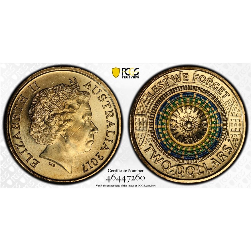 Lest We Forget Colorized, Two Dollar, 2017, PCGS MS67