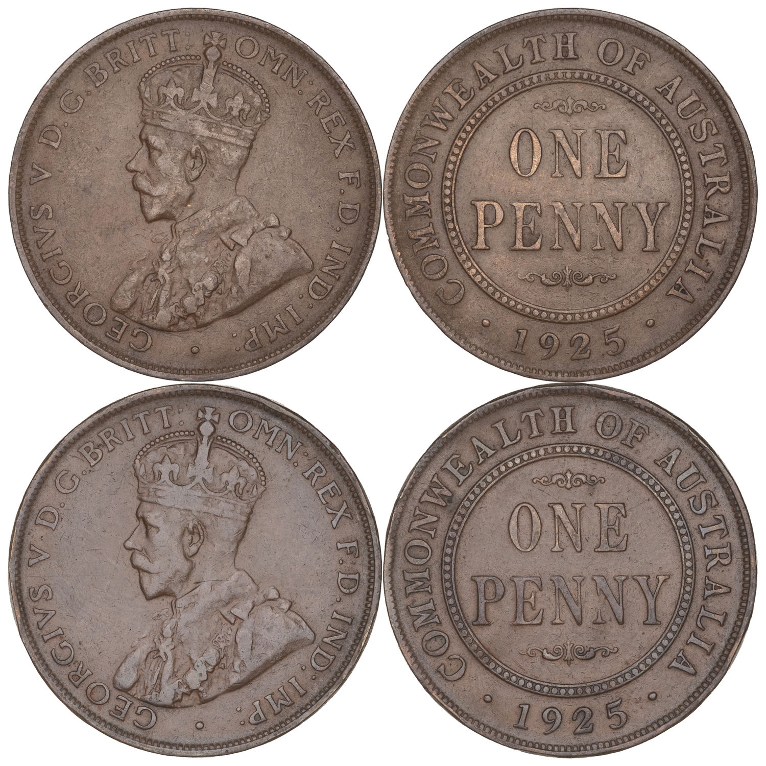 George V, Penny, 1925, aF - F