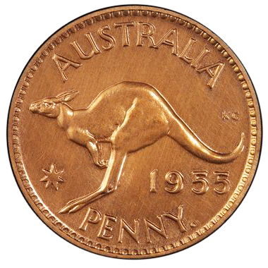 Elizabeth II, Penny, 1955-Y., PR 62 RD