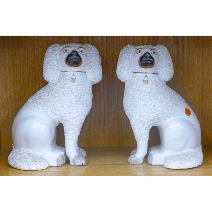 Pair Antique Staffordshire Dogs 10.5''