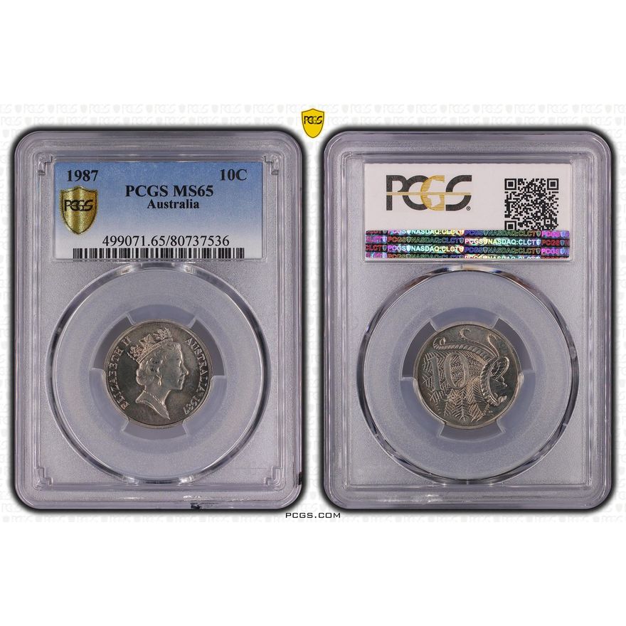 Elizabeth II, Ten Cent, 1987, PCGS MS65