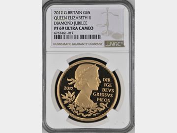 2012 PROOF GOLD 5 POUND PF69 UCAM BOX & CERTIFICATE