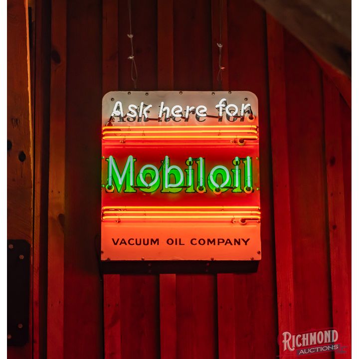 Mobiloil Single Sided Porcelain Neon Sign