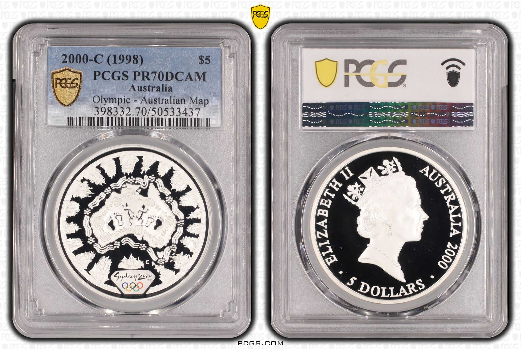 Australian Map POP 9/0, Five Dollar, 2000-C, PCGS PR70DCAM