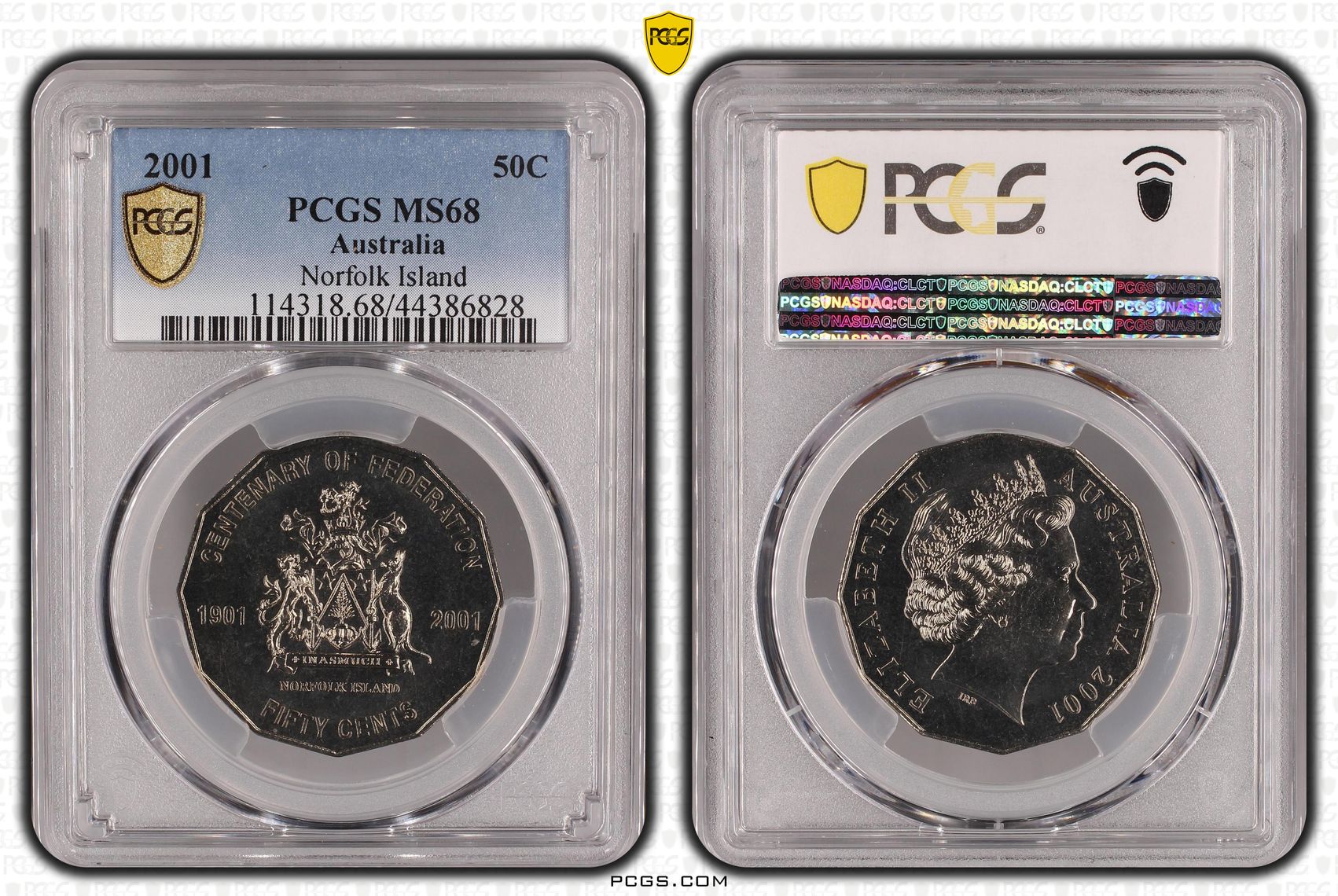 2001 Australia Fifty Cent, 50c Norfolk Island PCGS - MS68 POP 5/0 -828