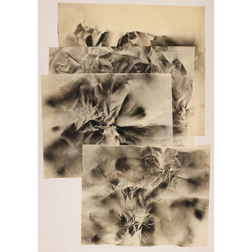 4pc Neil Meitzler 1960's Crumpled Paper Abstractions Casein on Paper