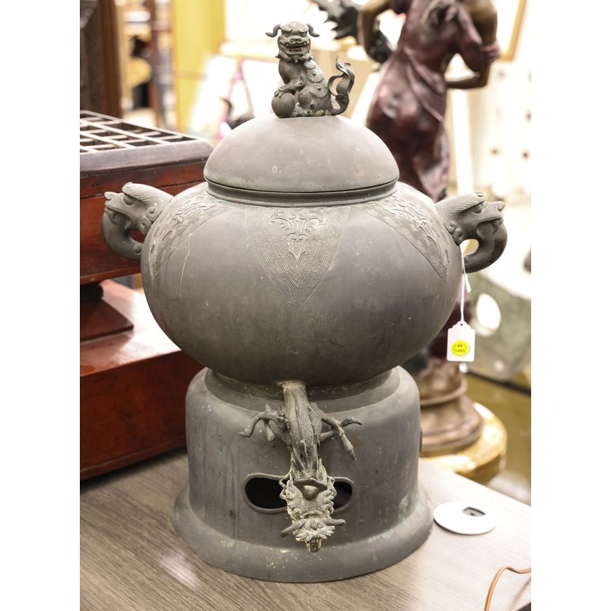 Antique Japanese Bronze Dragon Tea Urn 21''x16''