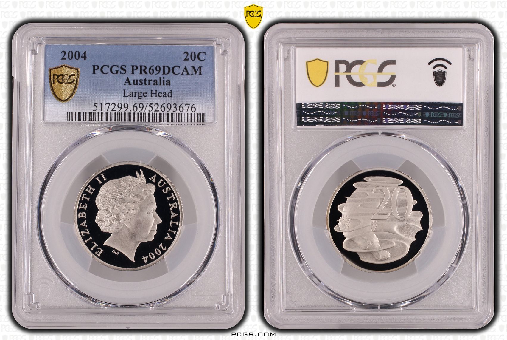 Large Head, Twenty Cent, 2004, PCGS PR69DCAM