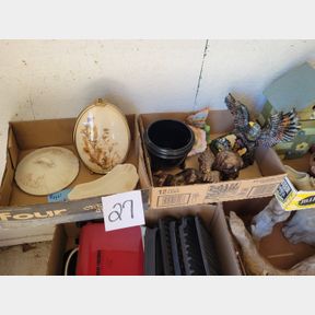 2 Boxes of Alfred Meakin Bone plates and decorative figurines
