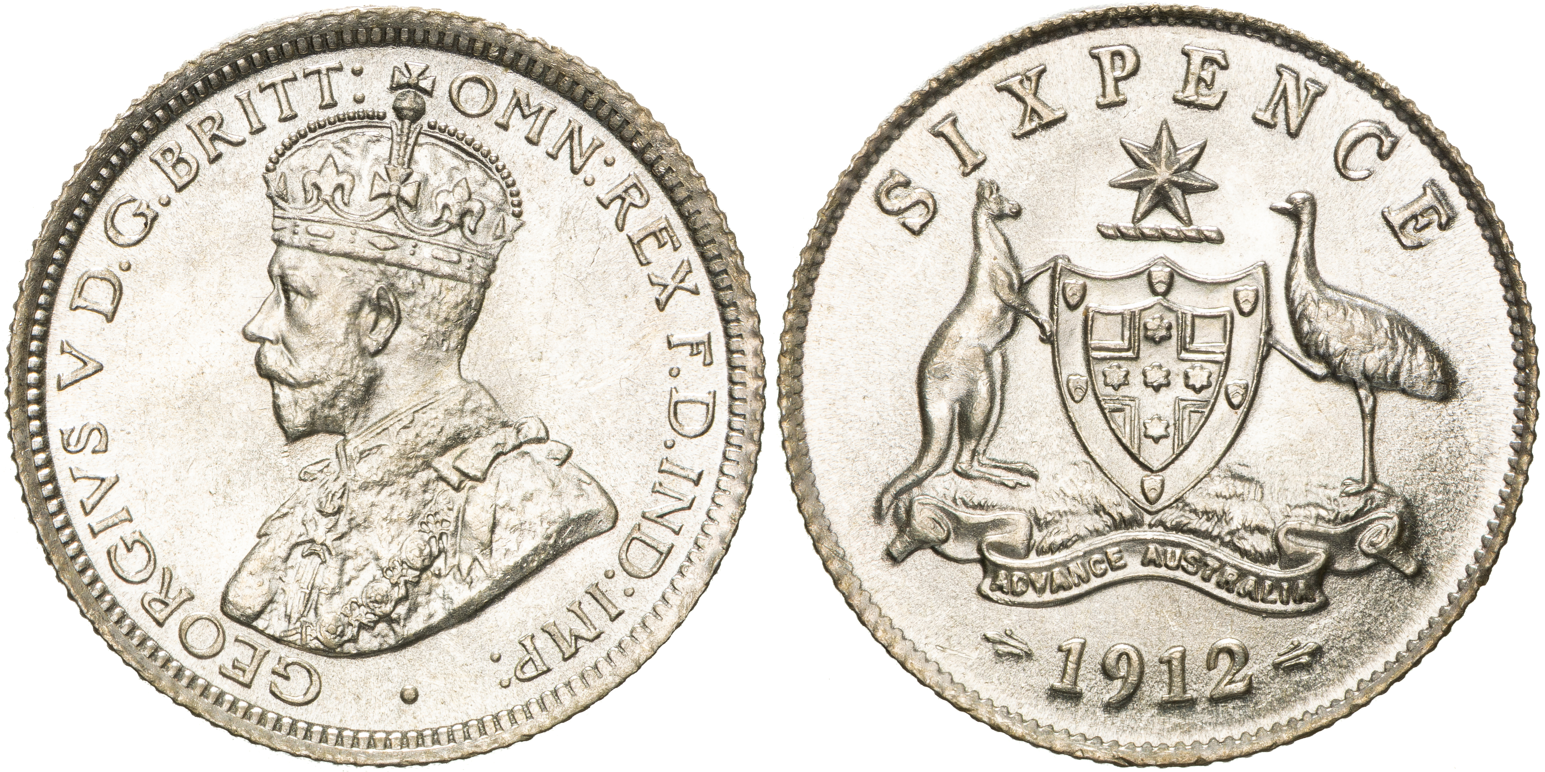 George V, Sixpence, 1912, UNC
