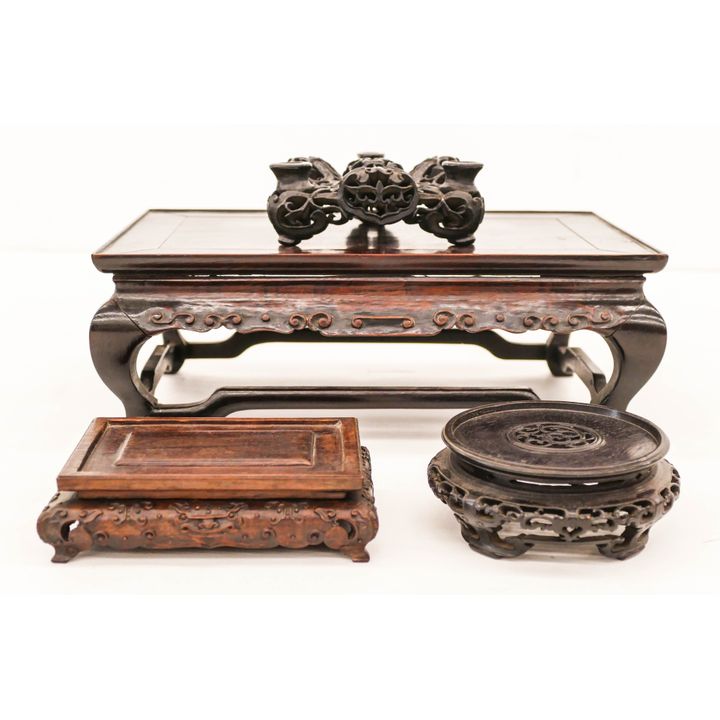 4pc Chinese Qing Rosewood Display Stands 3.5'' to 10"