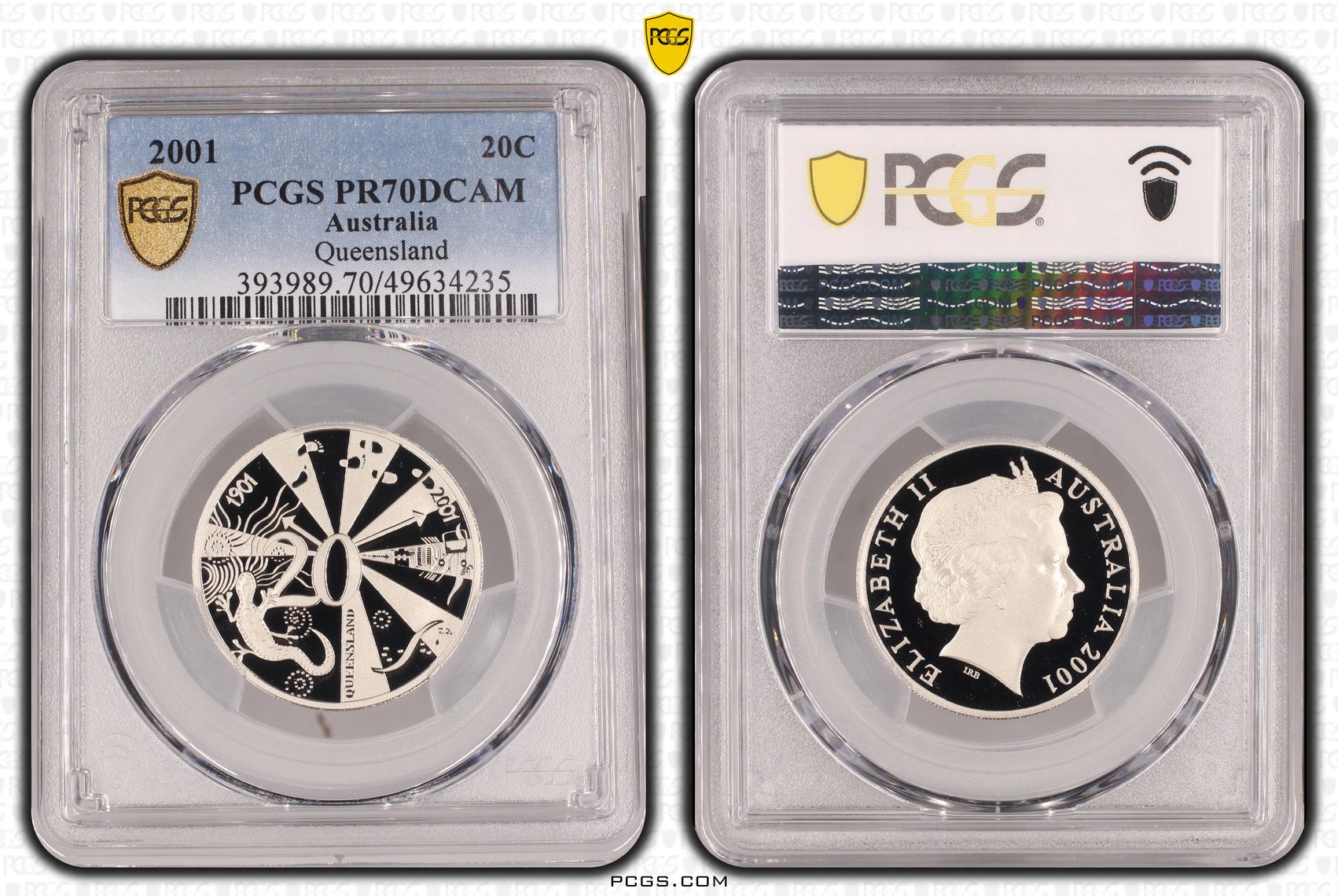Queensland, Twenty Cent, 2001, PCGS PR70DCAM