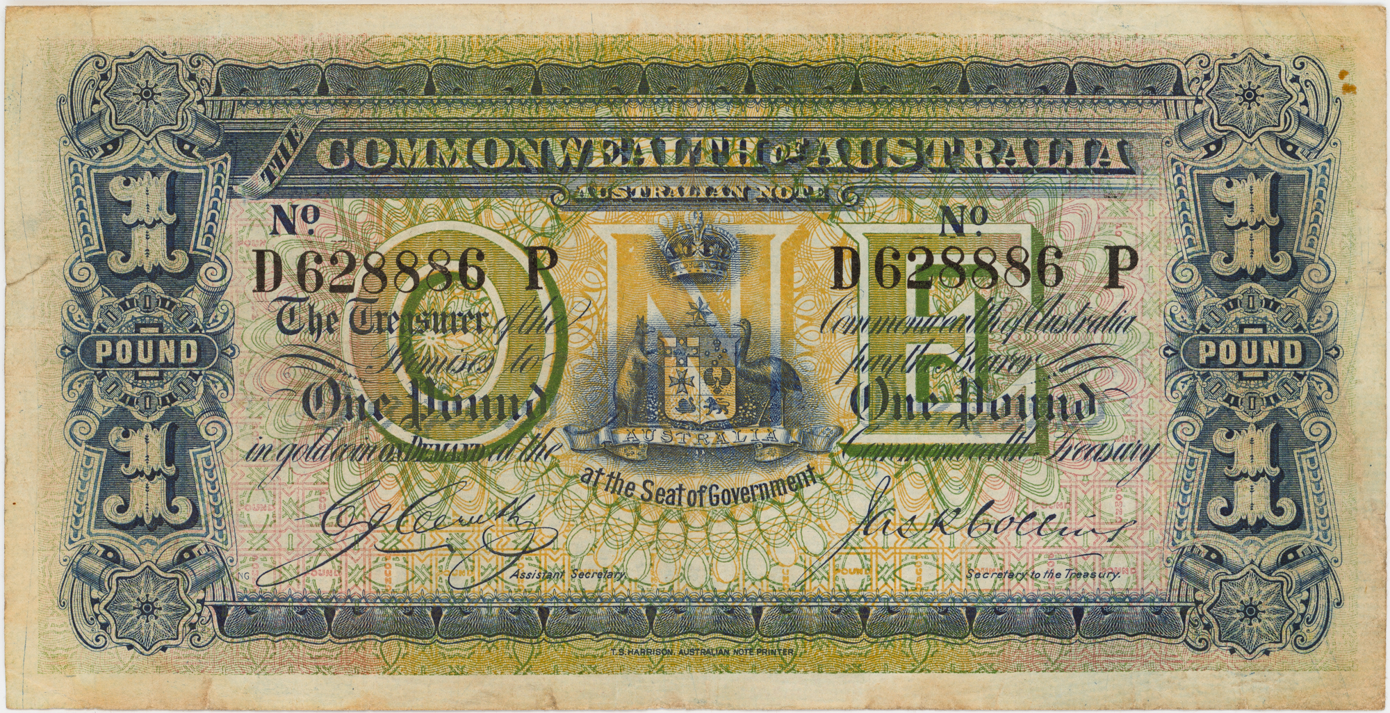 Cerutty/Collins, One Pound, 1918, gF