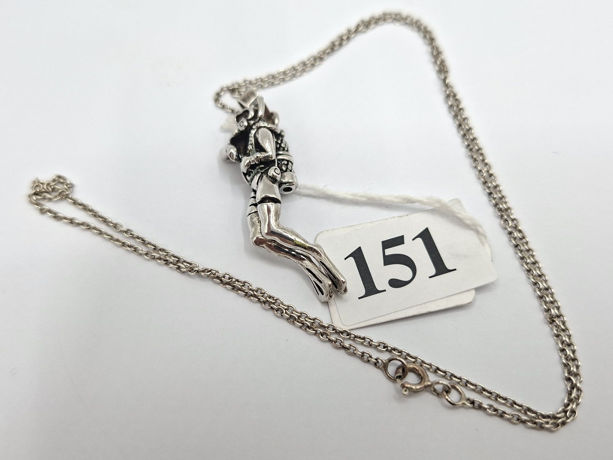 925 Sterling Silver Scuba Diver Pendant