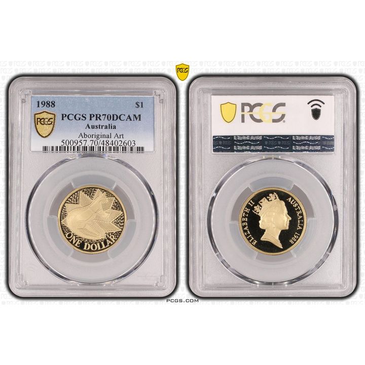 Elizabeth II, Aboriginal Art - Kangaroo, One Dollar, 1988, PCGS PR70DCAM