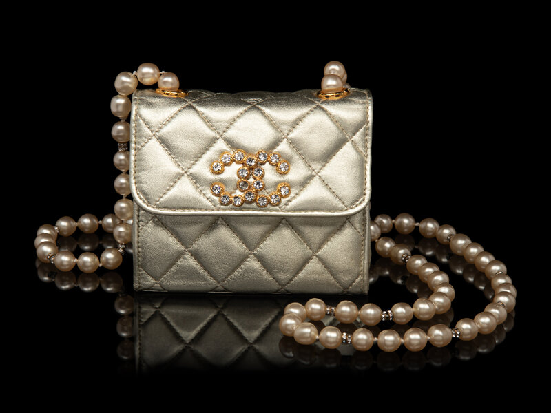 Chanel Mini Bag in Quilted Lambskin with Faux Pearl Strap
