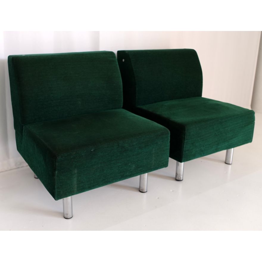 PAIR OF UPHOLSTERED LOUNGE CHAIRS