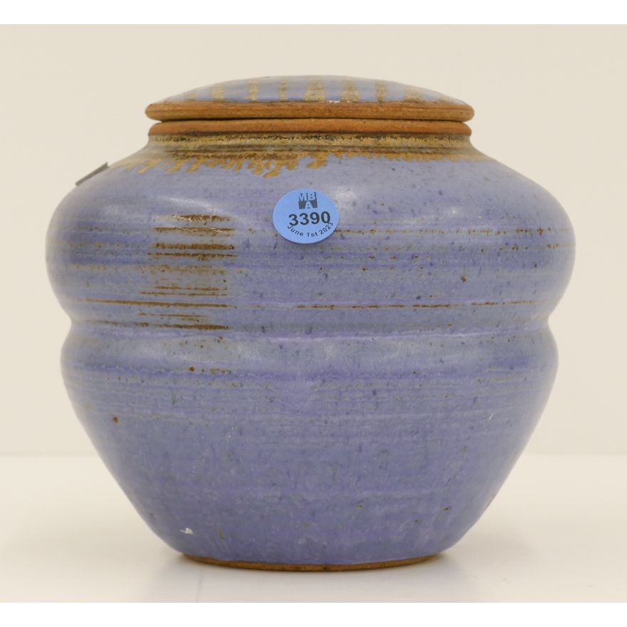 Northwest Blue Studio Pottery Covered Jar 6.5'' - Signed Steve USA