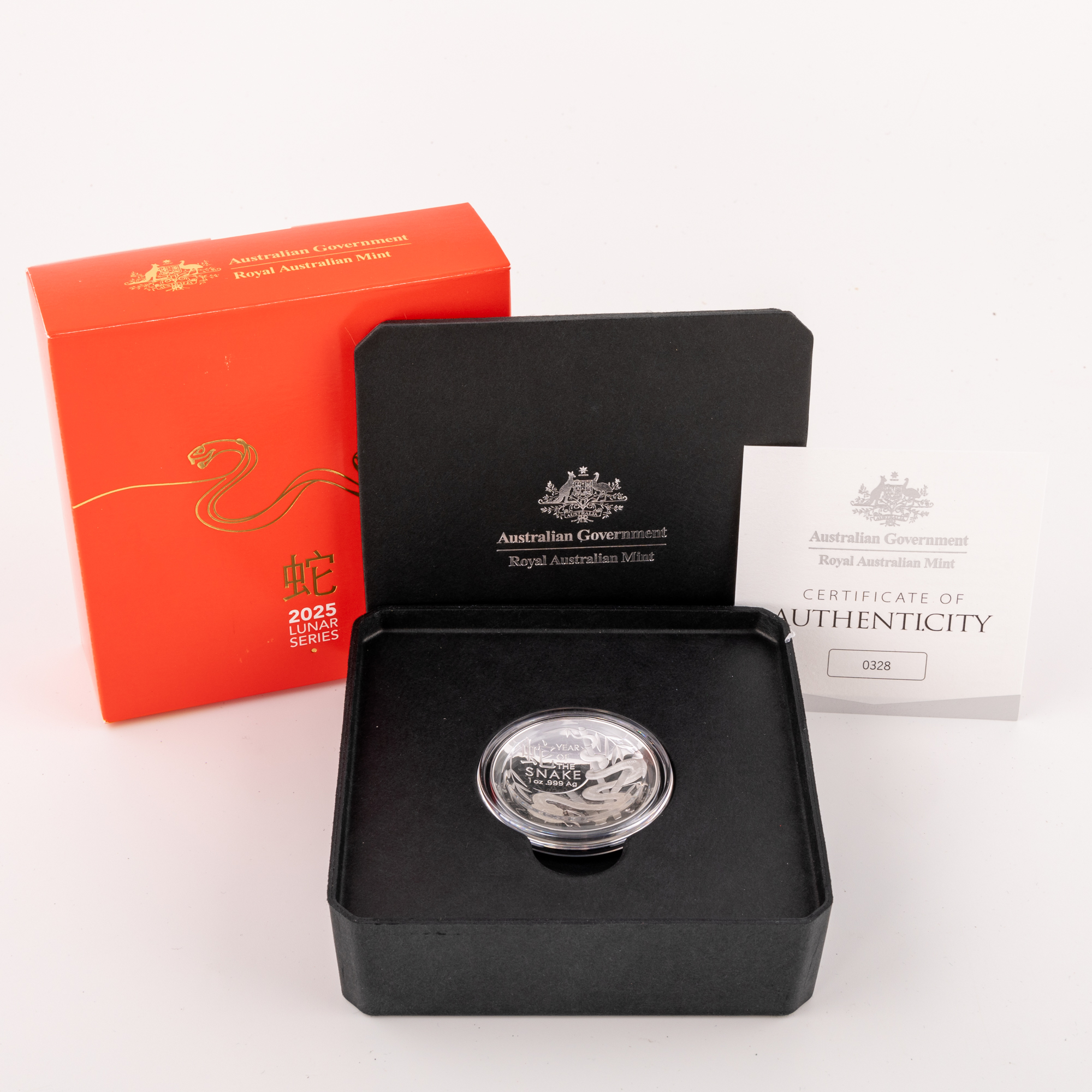 Charles III, Lunar Series - Year of the Snake Silver Proof Coin, Five Dollar, 2025, UNC
