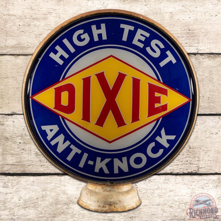 Scarce Dixie High Test Anti-Knock 15" Single Lens on HP Metal Body