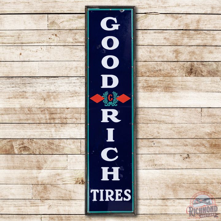 Goodrich Tires Porcelain Sign & Original Wood Frame