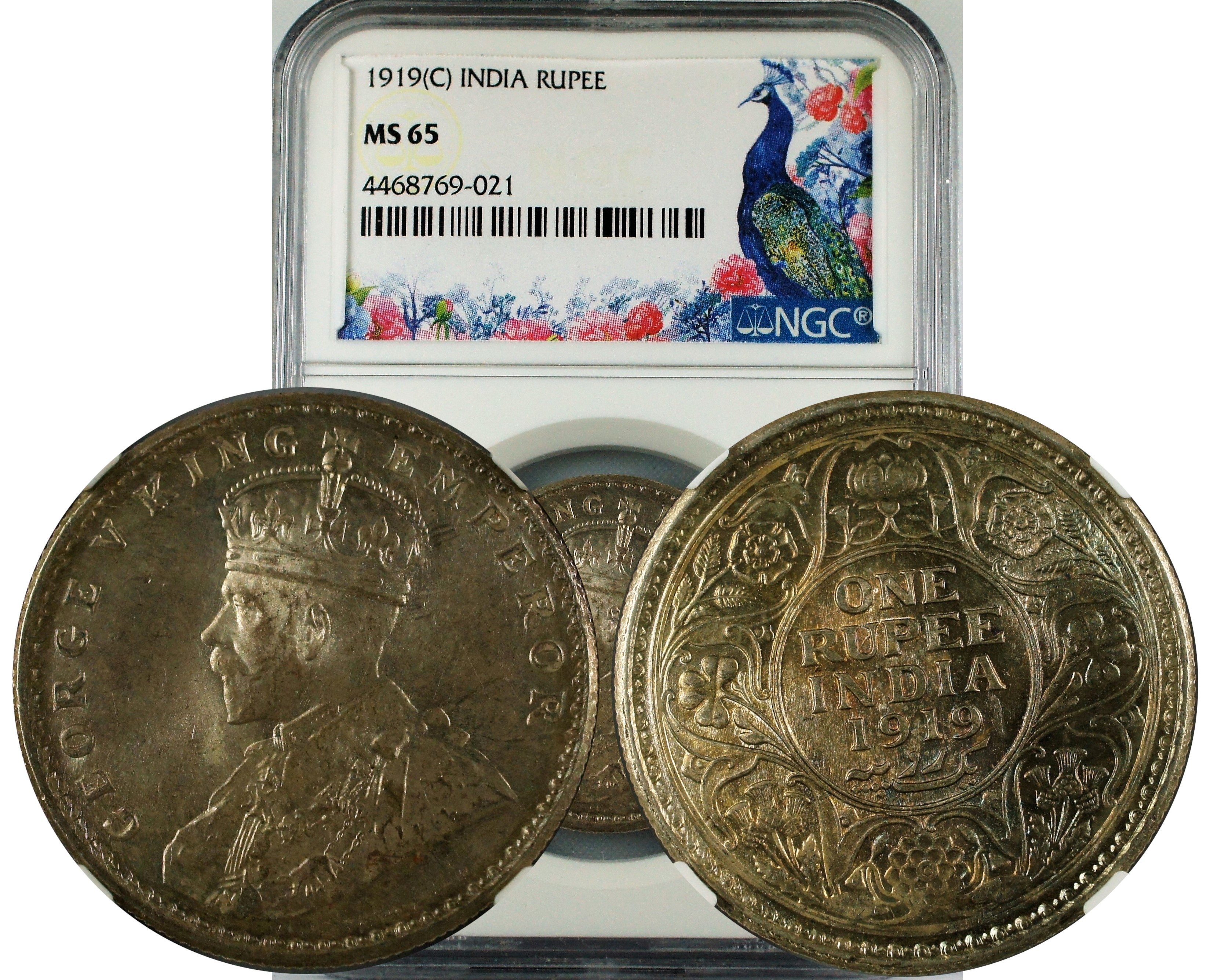 India British 1919 C Rupee NGC MS65
