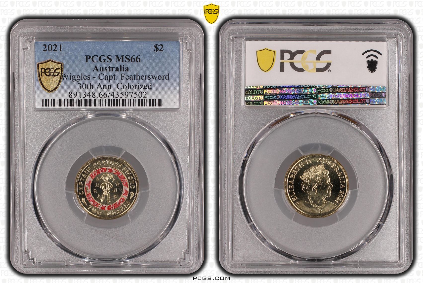 Wiggles - Capt. Feathersword, Two Dollar, 2021, PCGS MS66
