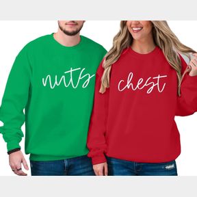 ASTANFY CHEST AND NUTS CHRISTMAS SWEATSHIRT COUPLES MATCHING PAJAMAS CHESTNUTS GRAPHIC SWEATER HOLIDAY LONG SLEEVE SHIRTS