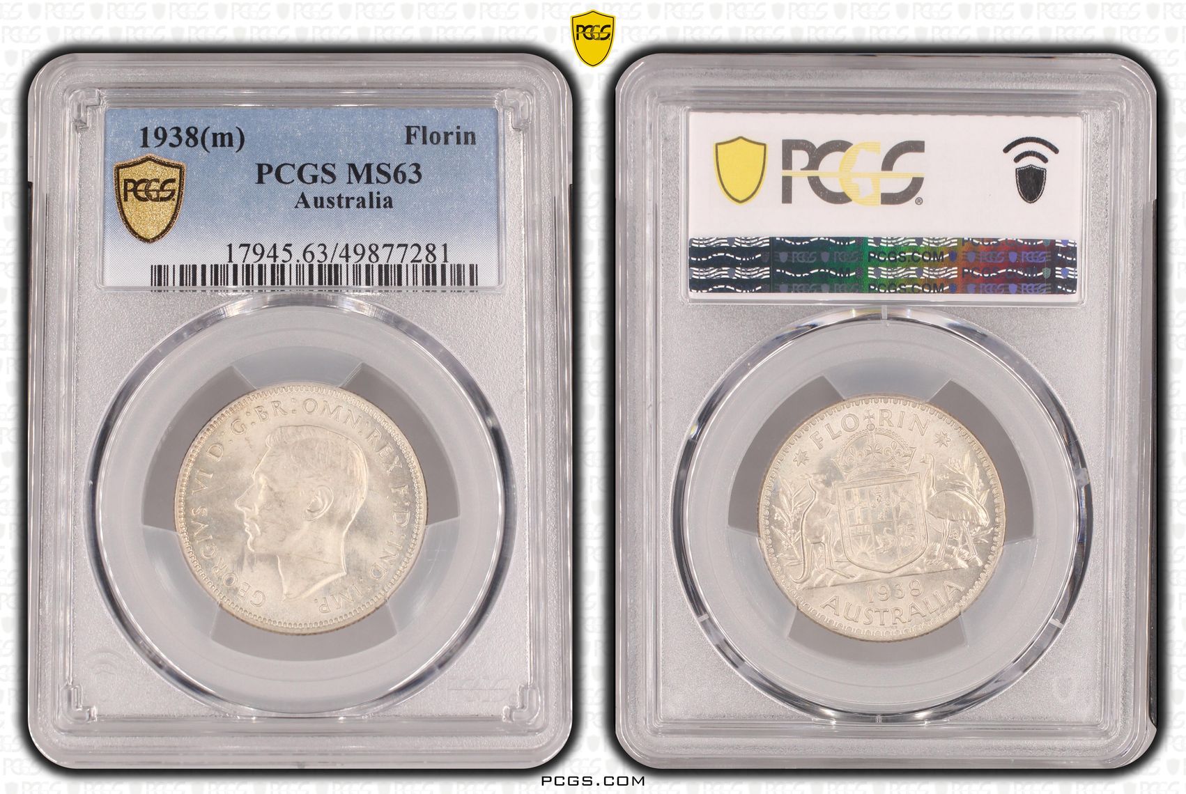 George VI, , Florin, 1938(m), PCGS MS63