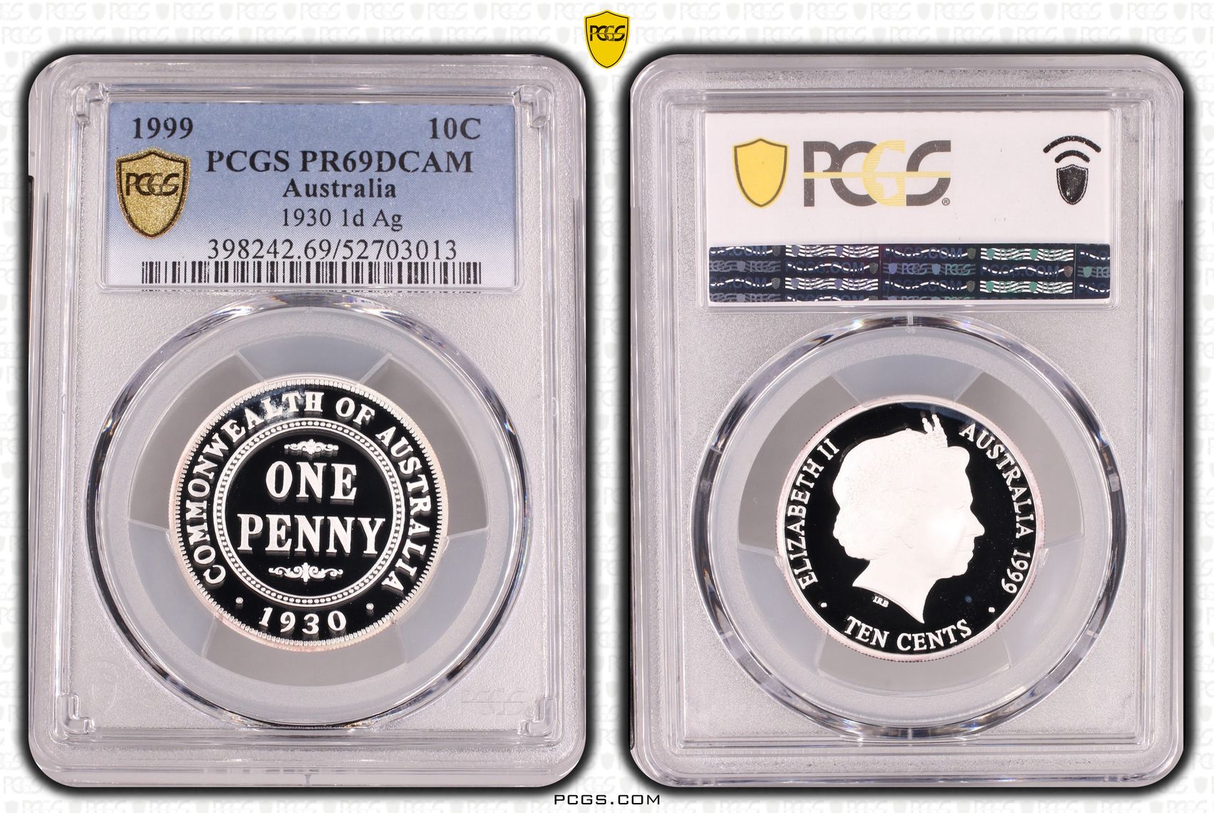 1930 Penny Silver, Ten Cent, 1999, PCGS PR69DCAM