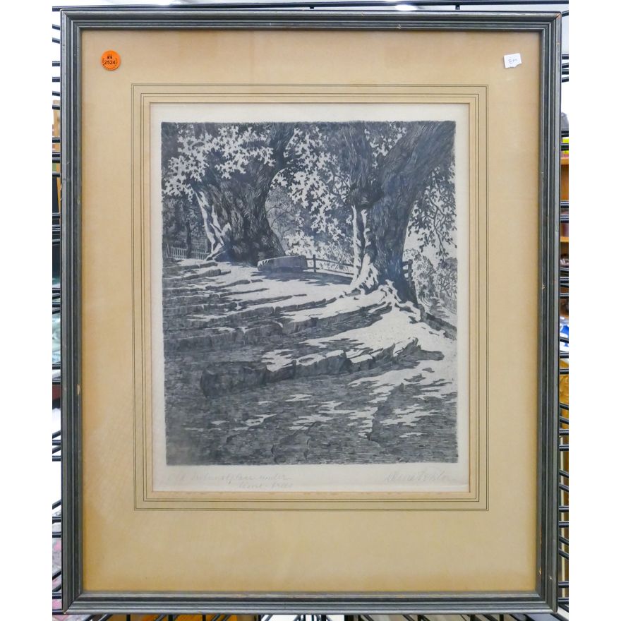 Luna Fowler ''Old Tribunal Place under Lime-Trees'' Etching