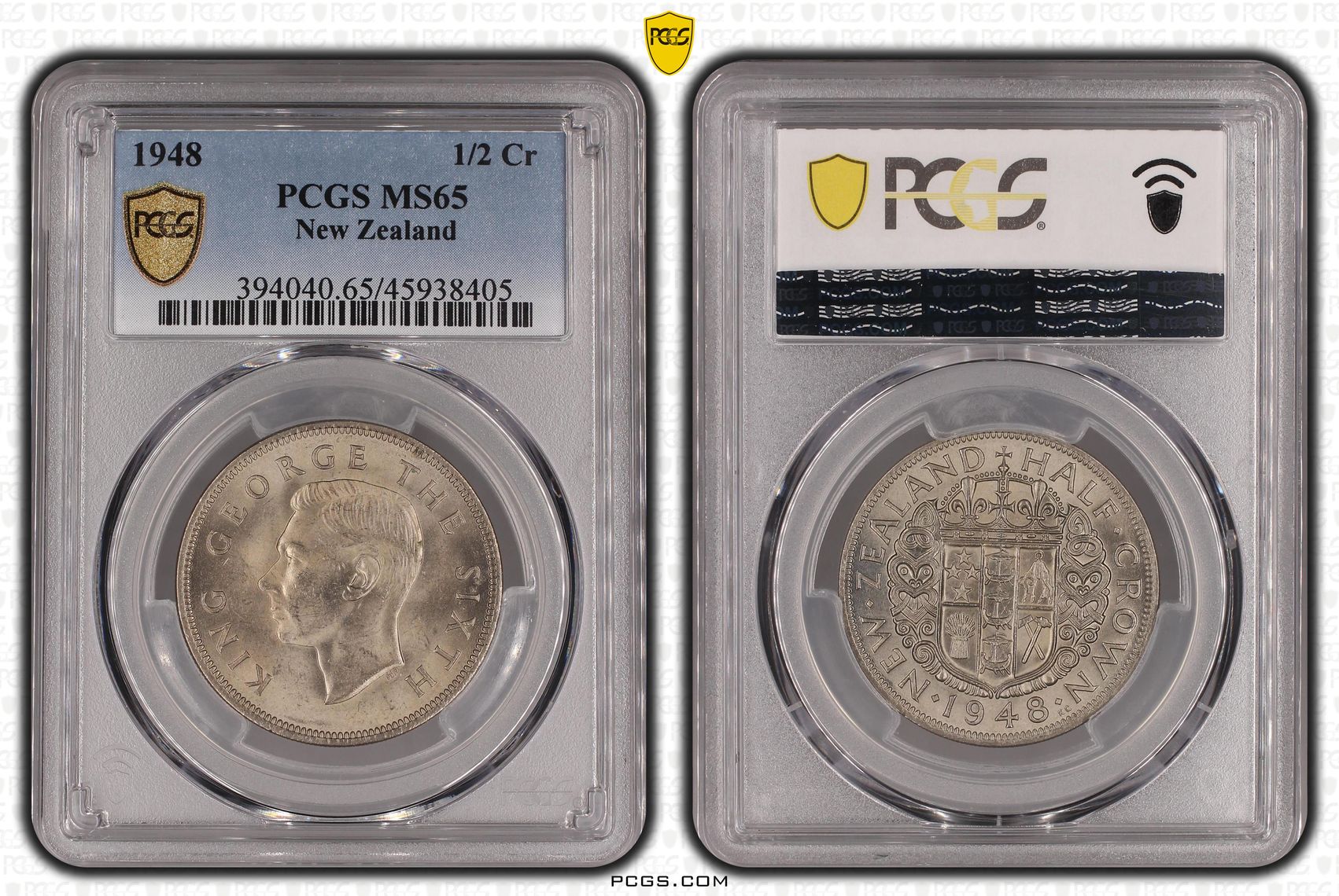 1948 New Zealand 1/2 Crown PCGS - MS65 -405