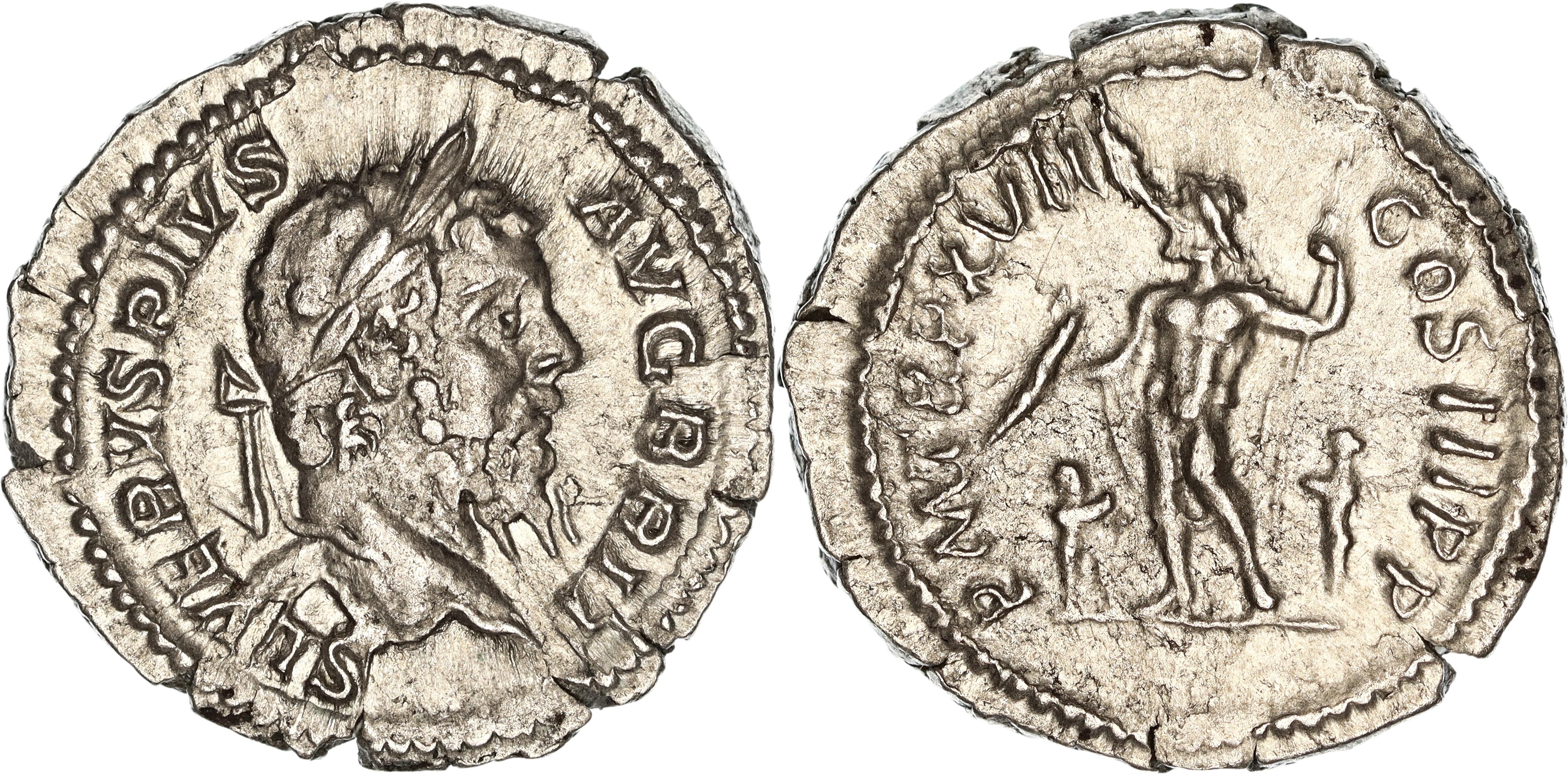 Roman Empire, Septimius Severus, Silver Denarius, 210 AD, VF