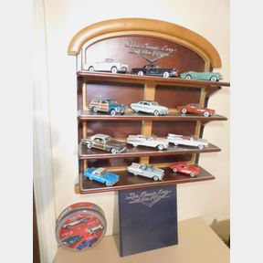 Franklin Mint 1987 Classic Cars of the 50's - Die-Cast with shelf, tin, & Classic Cars of the 50's book