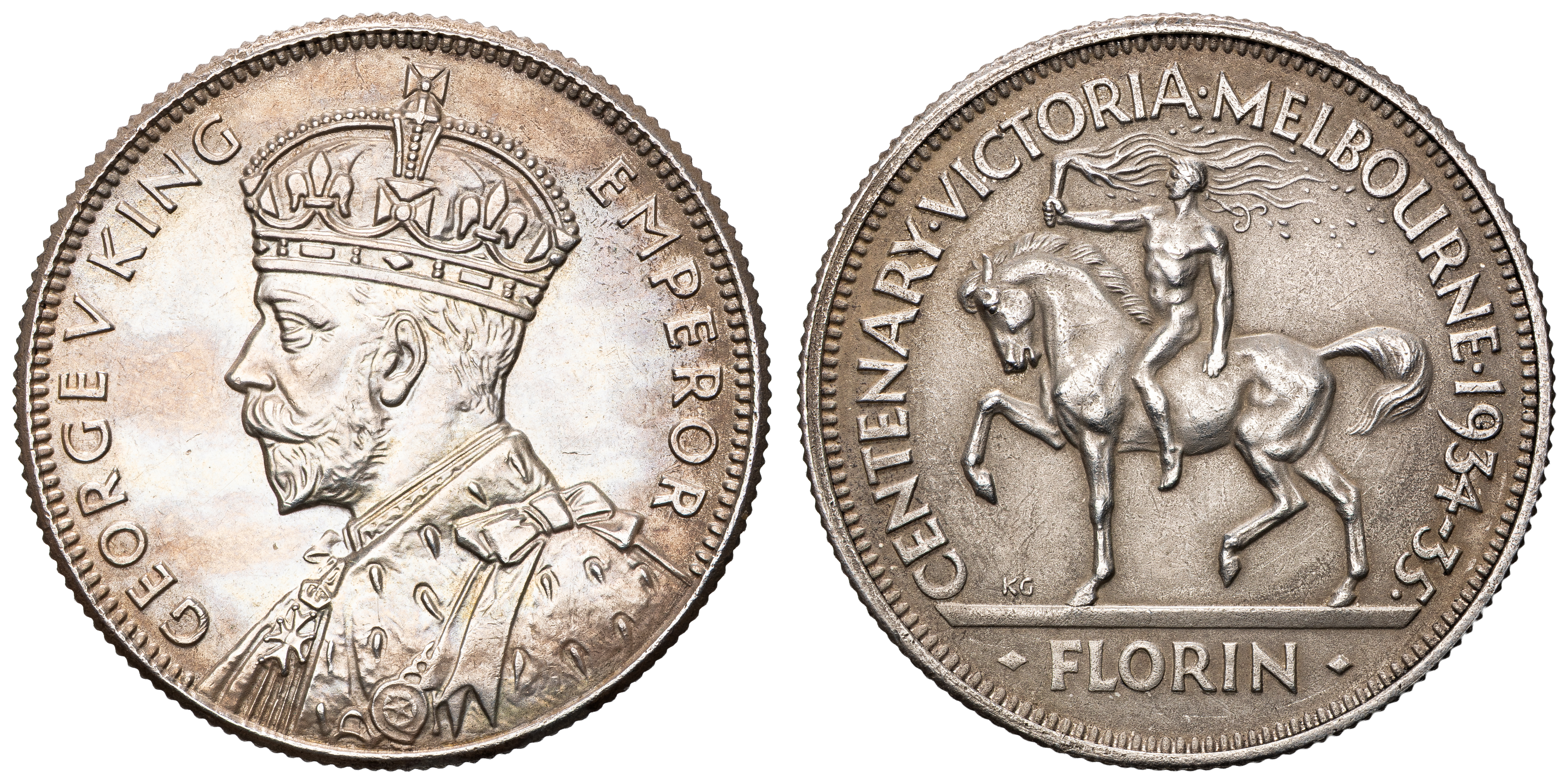 George V, Melbourne Centenary, Florin, 1934-35, gEF