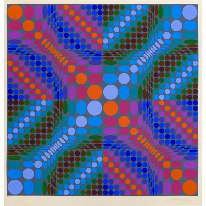 Victor Vasarely ''Delocta'' (Multi-color) S/N Serigraph 30.5''x30.5''
