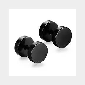 SilverCity Double Sided Stud Earrings For Men Women Unisex Black - 1.2 cm 51454/3899 (B5 S5) C