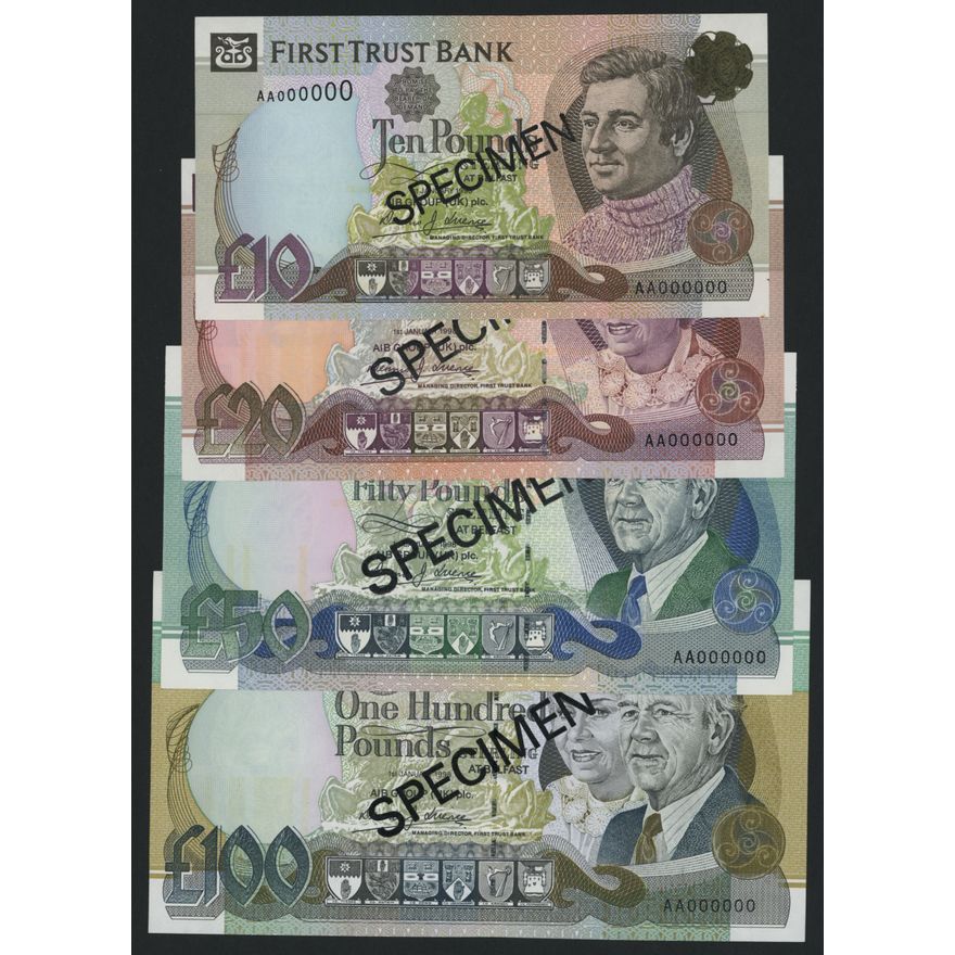 First Trust Bank, [4 notes] specimen £10, £20, £50, £100, Belfast, 1st ...