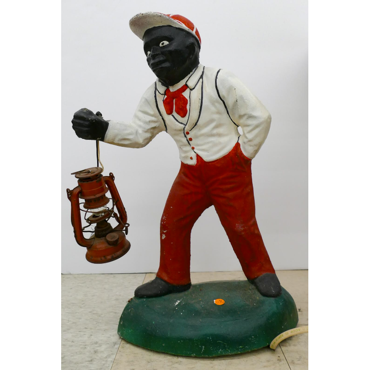 Antique Concrete Lawn Jockey - Electrified 25''