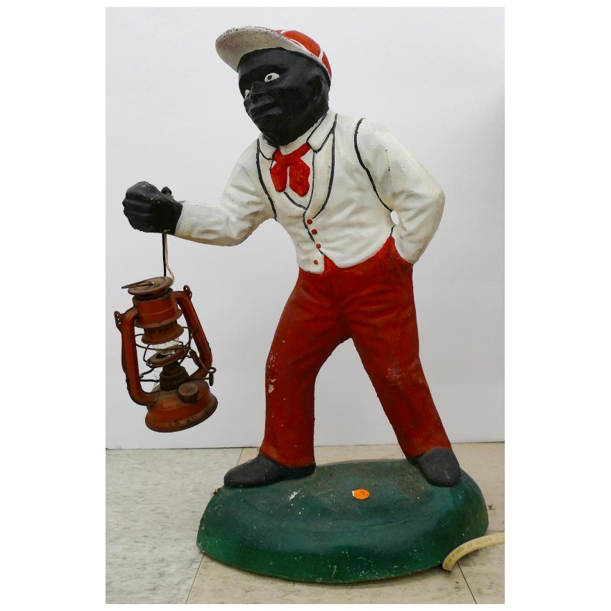 Antique Concrete Lawn Jockey - Electrified 25''