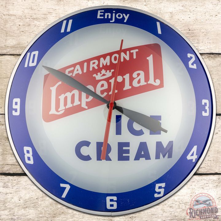 Fairmont Imperial Ice Cream 15" Double Bubble Advertising Clock