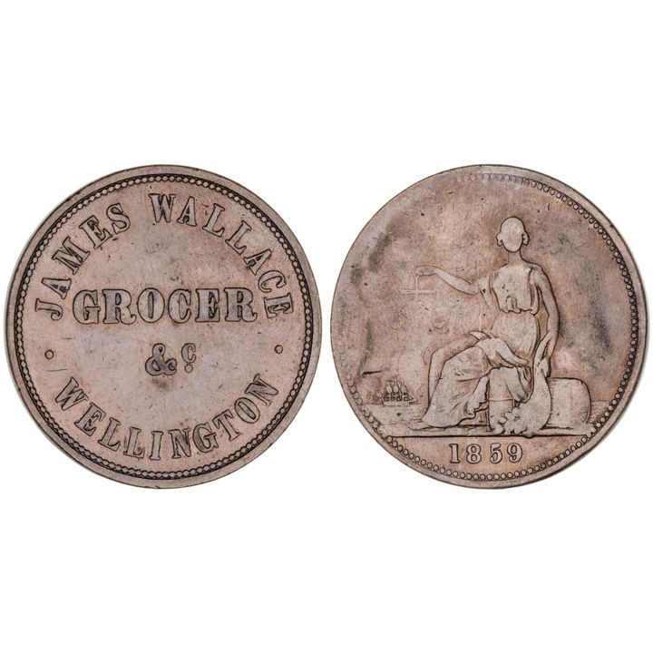 Wellington, New Zealand, James Wallace, Penny, 1859, Fine