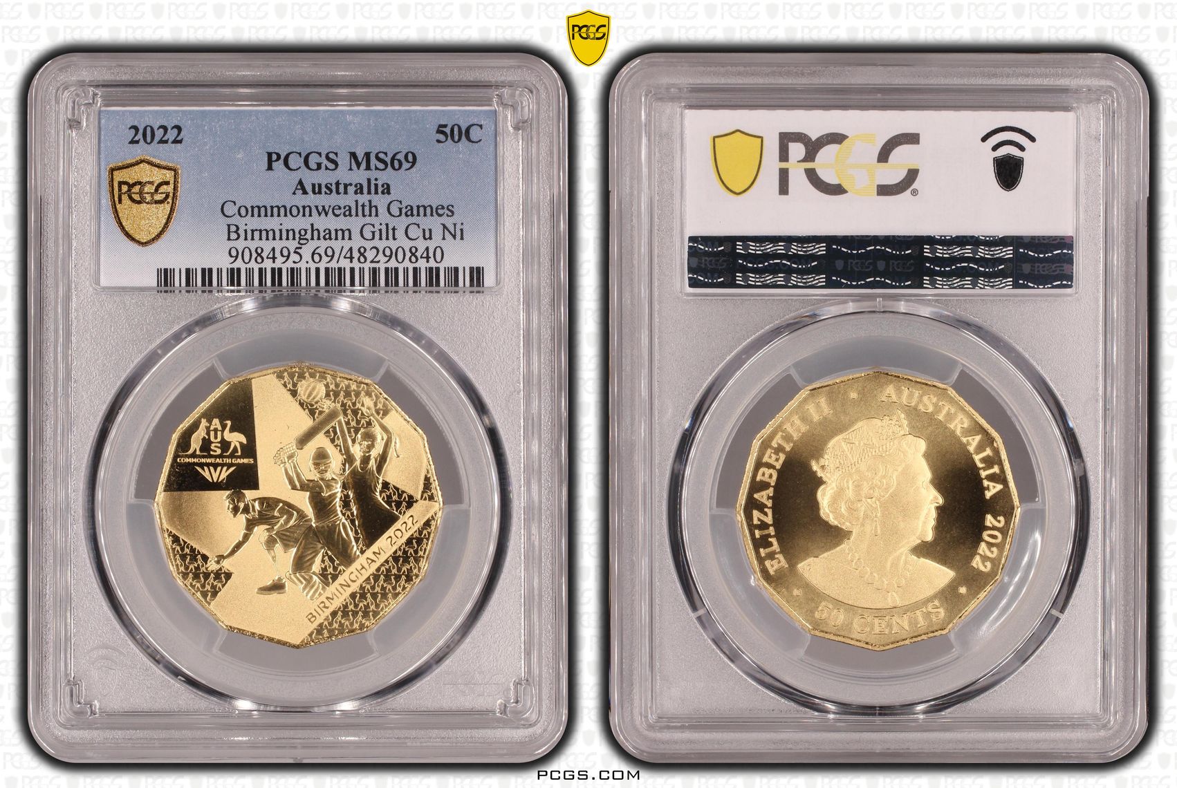Commonwealth Games Birmingham Gilt-CuNi, Fifty Cent, 2022, PCGS MS69