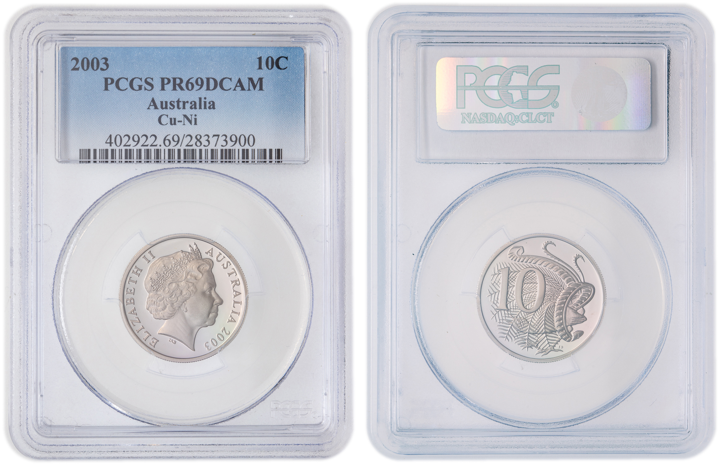 Elizabeth II, Ten Cent, 2003, PCGS PR69DCAM