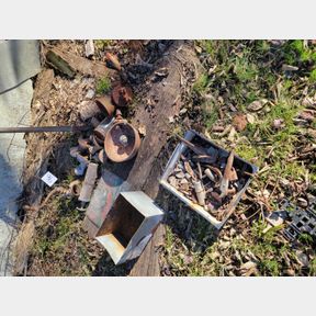 Cast iron claw feet, automatic waterer, fire extinguisher, and other vintage items