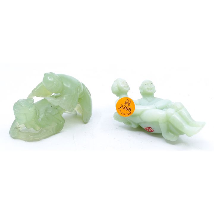2pc Chinese Erotic Hardstone Carvings Largest 4.5''