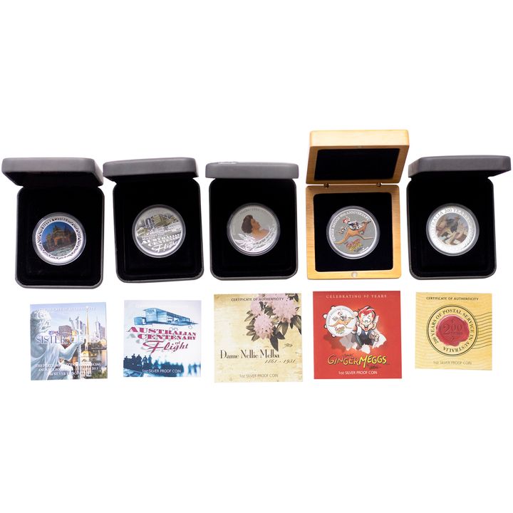 Elizabeth II, Perth Mint Silver Proof Issues, One Dollar, 2009 - 2013, FDC