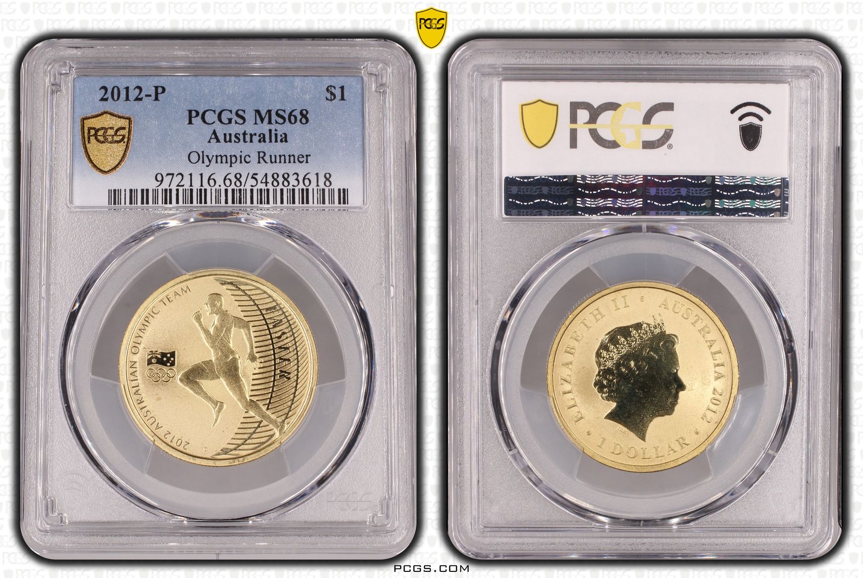 Olympic Runner, One Dollar, 2012-P, PCGS MS68