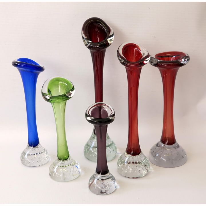 COLLECTION OF 6 MURANO JACK-IN-THE-PULPIT VASES