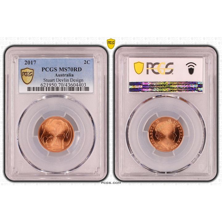 2017 Australia Two Cent, 2c Stuart Devlin Design PCGS - MS70RD POP 1/0 -403